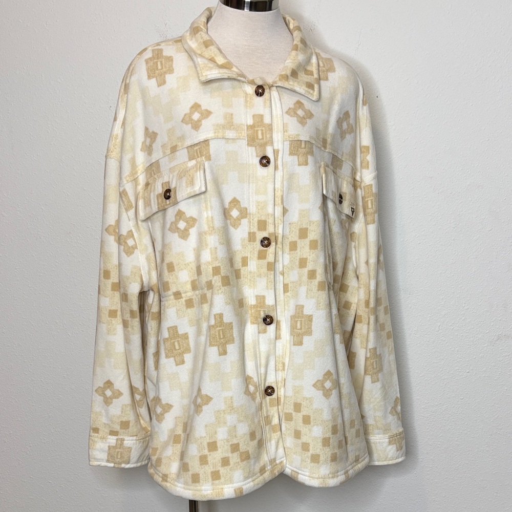 Liv Outdoor size 3X Cream and Tan shacket